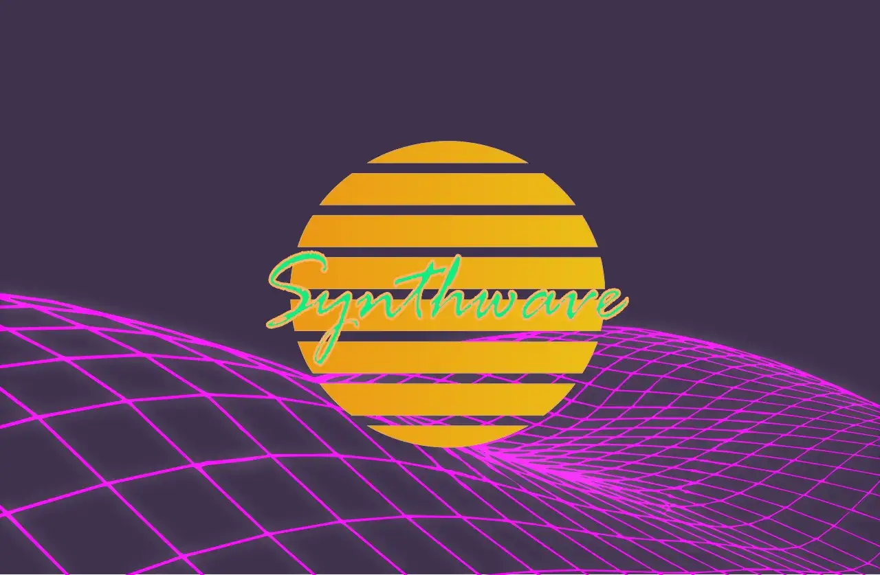 Synthwave – neonowa siatka i złote słońce, jak z przebojów lat 80.